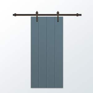 36 in. x 84 in. Dignity Blue Stained Composite MDF Paneled Interior Sliding Barn Door with Hardware Kit