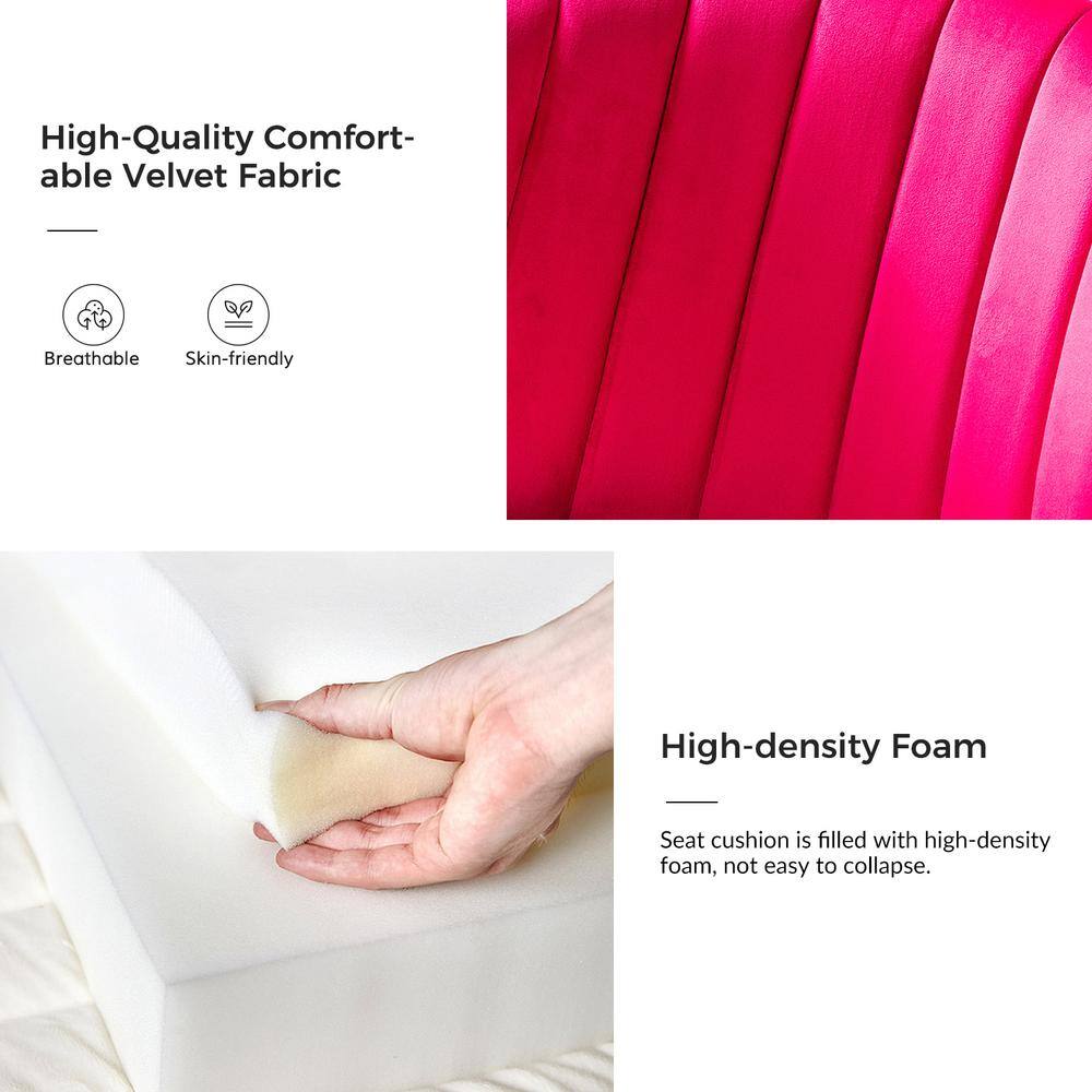 Fuchsia Velvet Upholstered Side Chair with Gold Metal Legs
