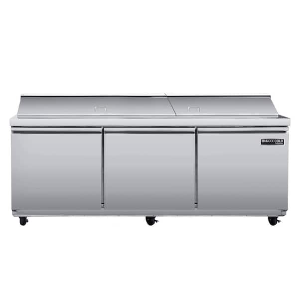 Unbranded V-Series 3-Door Refrigerated Sandwich and Salad Prep Station, 72-Watt 20.5 cu. ft. in Stainless Steel