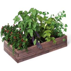 Raised Garden Bed, Wood Planter Box, Outdoor Planting Bed for Vegetable Flower, Rectangular Planter for Patio