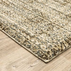 Beige Brown Tan and Blue Green 2 ft. x 8 ft. Abstract Power Loom Stain Resistant Runner Rug