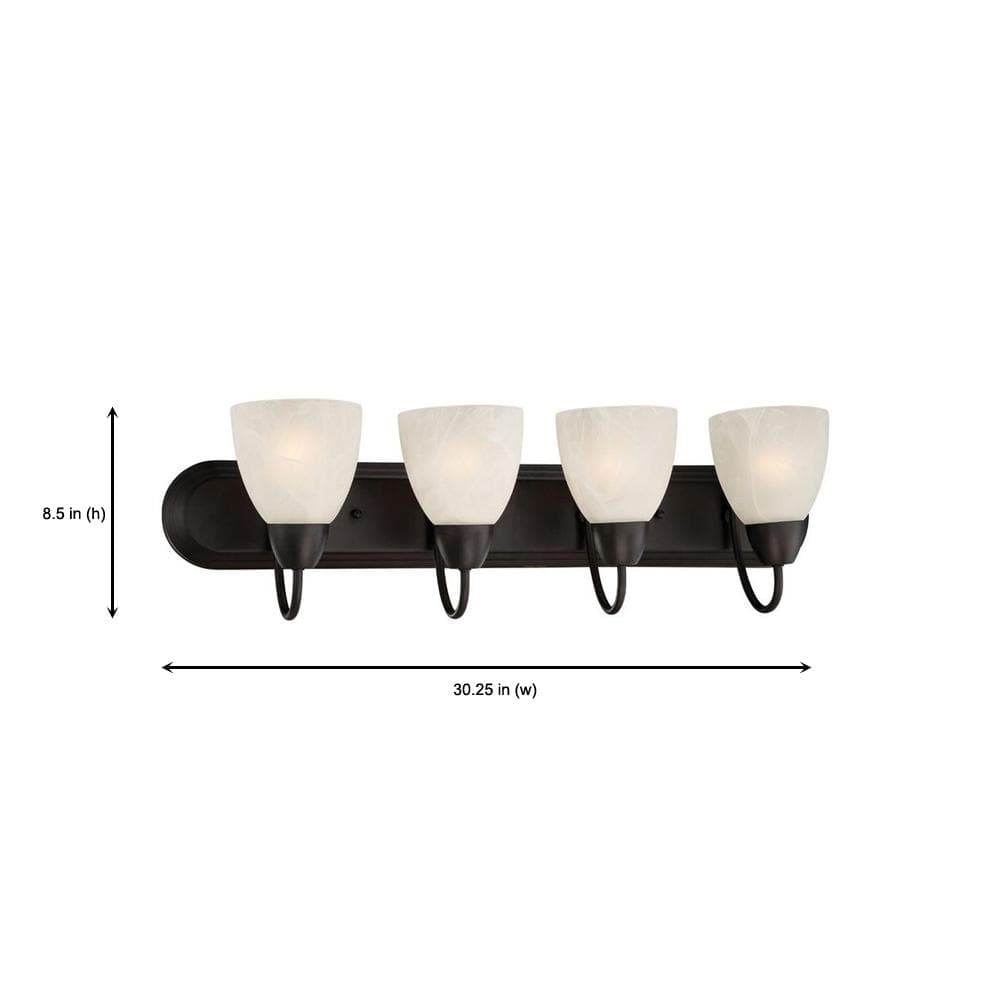 Torino 4-Light Oil Rubbed Bronze Bath Bar with Alabaster Glass Shades