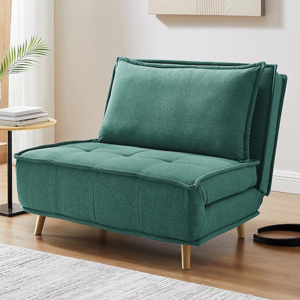 Art Leon COZY Green Fabric Convertible Futon Frame Chair with Wood Legs