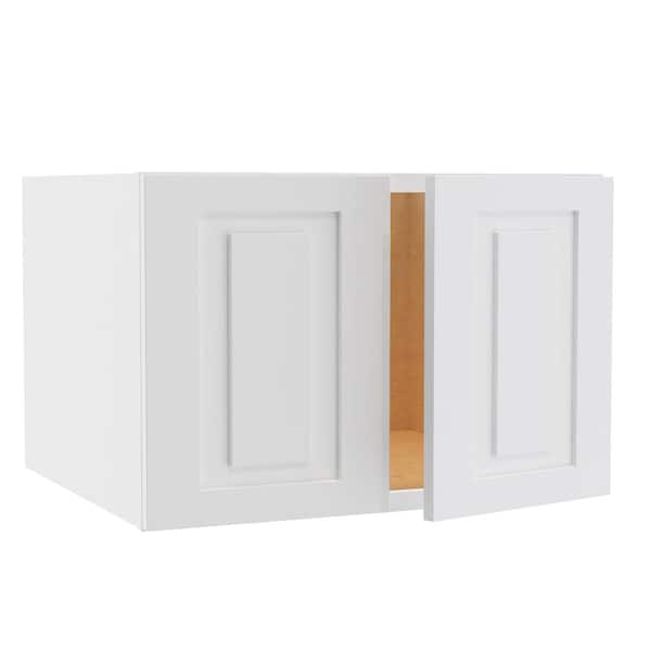Home Decorators Collection Grayson 27 in. W x 24 in. D x 18 in. H Assembled Plywood Wall Bridge Kitchen Cabinet in Pacific White with Soft Close