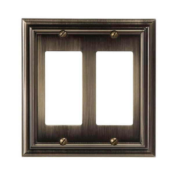 AMERELLE Continental 2 Gang Rocker Metal Wall Plate - Brushed Brass