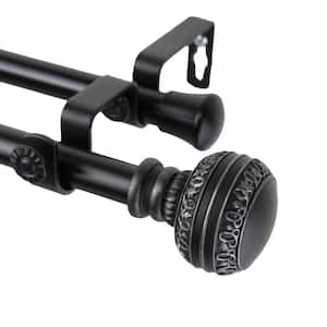 28 in. - 48 in. Telescoping Double Curtain Rod in Black with Ornament Finial