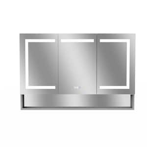 48 in. W x 32 in. H Rectangular Silver LED Anti-Fog Aluminum Recessed/Surface Mount Medicine Cabinet with Mirror