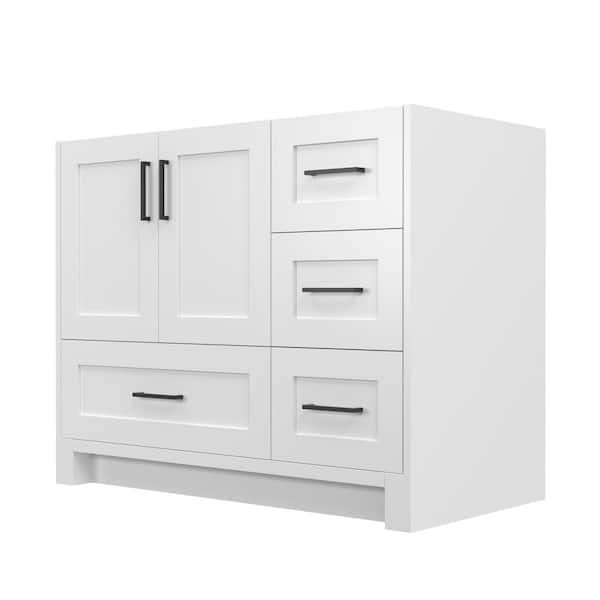 Wina 42 in. White Bath Vanity Cabinet without Top Solid Wood Bathroom Cabinet Dovetail Soft-Closing Drawers Assembled