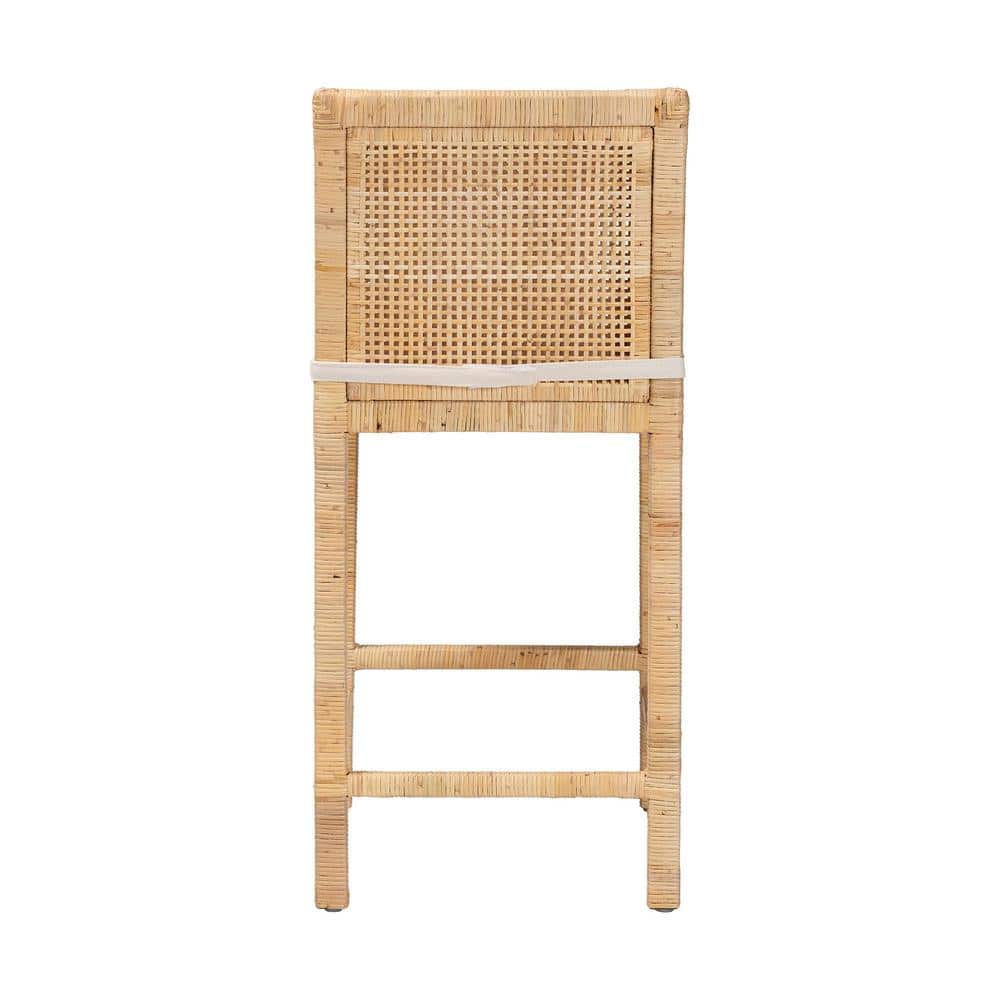Sofia Handmade Natural Wood and Rattan 41" Counter Stool