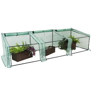 Sunnydaze 107 in. W x 38 in. D x 27 in. H Green Mini Slanted Cloche Greenhouse with Zippered Doors