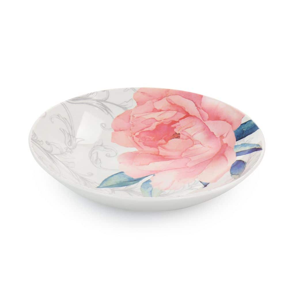 White Ceramic Floral 12-Piece Dinnerware Set
