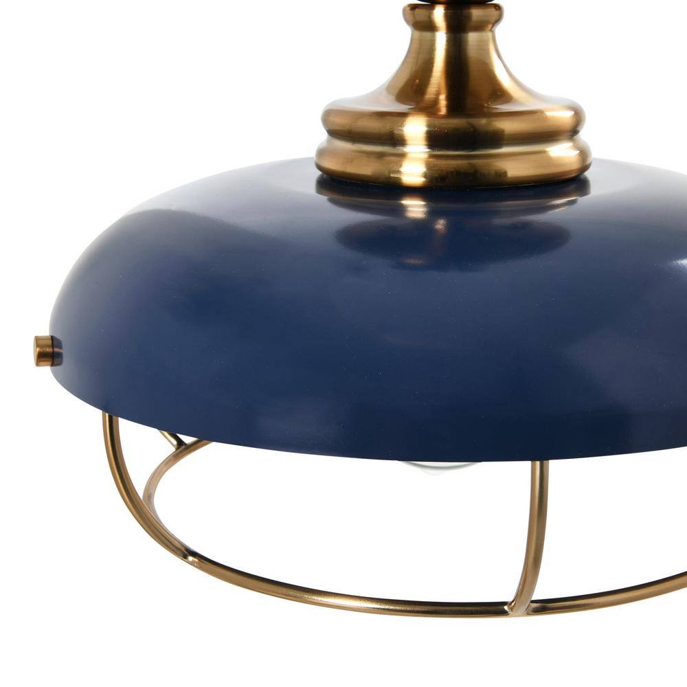 Presley Brushed Brass and Navy Blue Glass LED Bowl Light