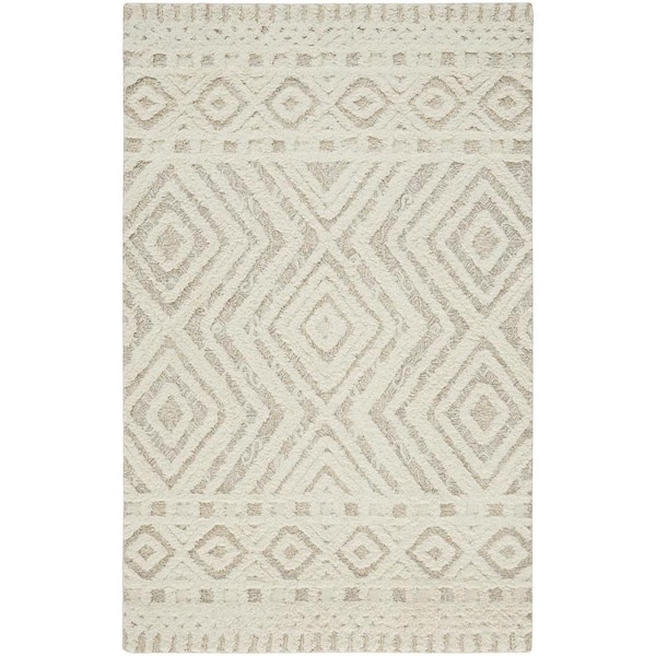 HomeRoots Ivory and Tan 2 ft. x 3 ft. Geometric Area Rug