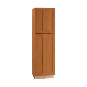 Hargrove Cinnamon Stain Plywood Shaker Assembled Pantry Kitchen Cabinet Soft Close 24 in W x 24 in D x 84 in H