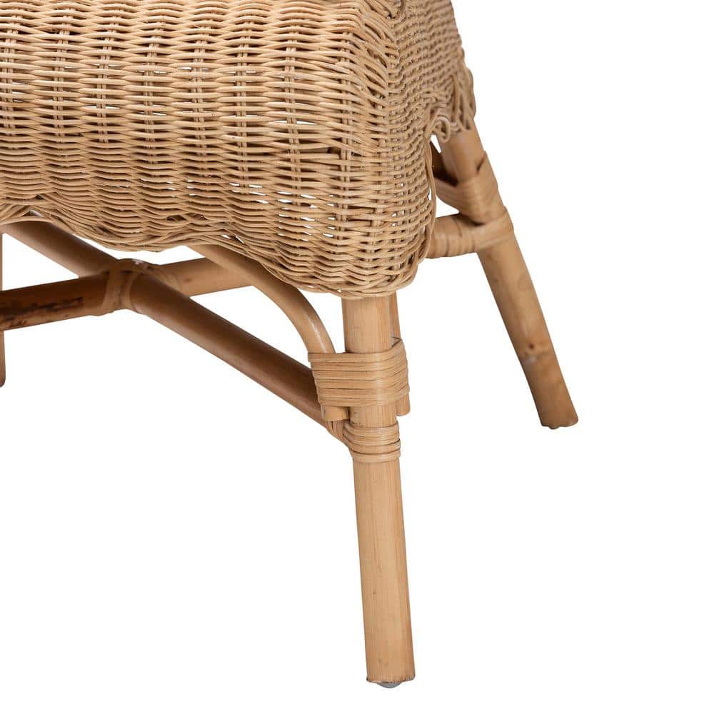 Natural Rattan Low Dining Chair with White Cushion