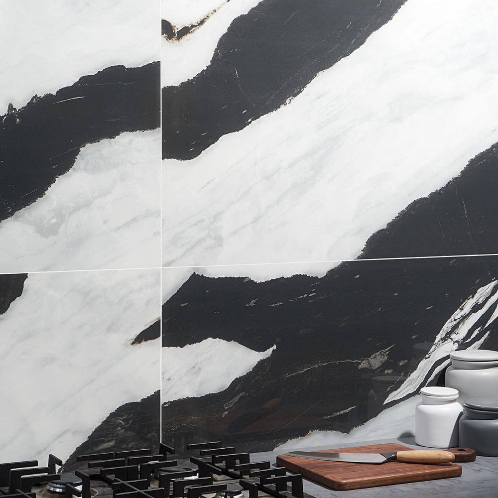 Panda White Large Polished Porcelain Rectangular Tile
