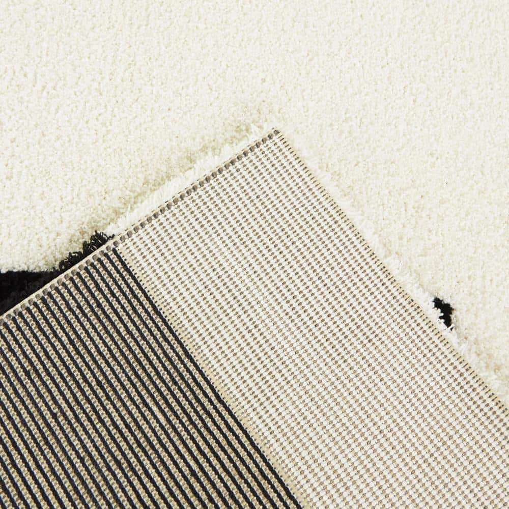 Black and White Geometric Rectangular Stain-Resistant Area Rug