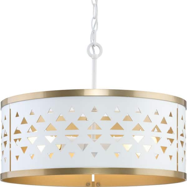 Progress Lighting Avec 3-Light Champagne Bronze Modern/Contemporary Drum Medium Hanging Pendant Light