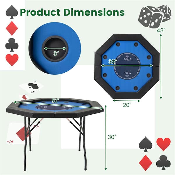Costway 48 in. Foldable Poker Table for 8 Players Portable