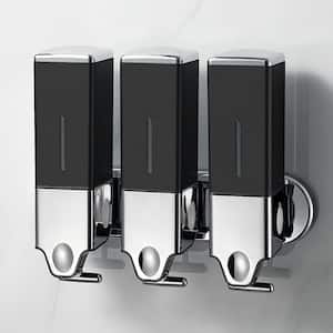 3 Pack 500ml Wall Mounted Soap Dispenser for Bathroom and Kitchen, Shampoo and Conditioner Dispenser Drill Free Black