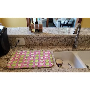 14 in. x 21 in. Apples on Pink Dish Drying Mat