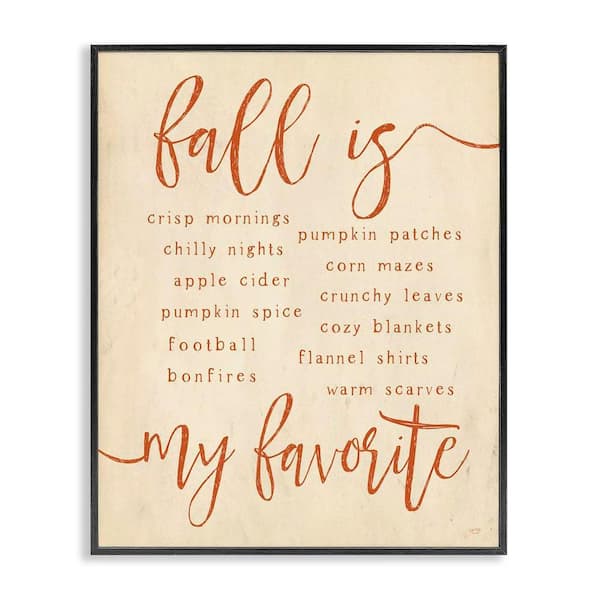 Favorite Fall Activities by Lux + Me Designs Black Framed Graphic Typography Art Print 20 in. x 16 in.