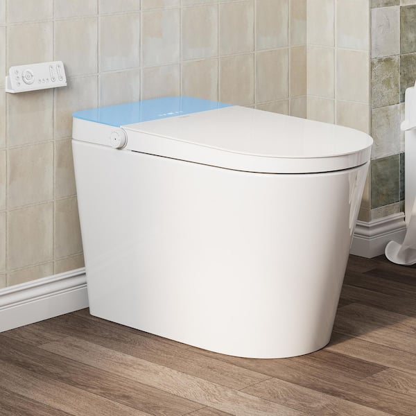 Chroma Elongated ADA Smart Bidet Toilet 0.88/1.28 GPF in White w/ DIY Cover and Auto Open/Close, Quick Flush,Foam Shield