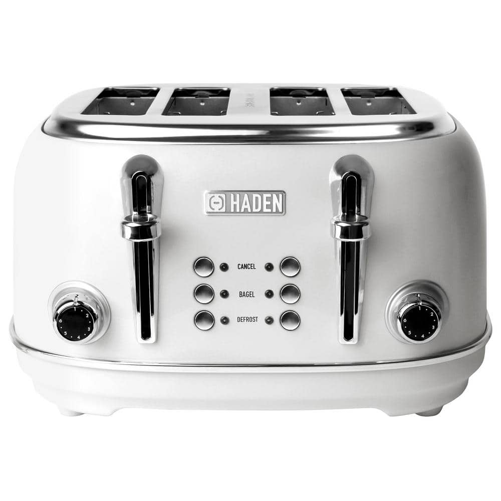 Ivory 4-Slice Wide Slot Stainless Steel Toaster with Crumb Tray