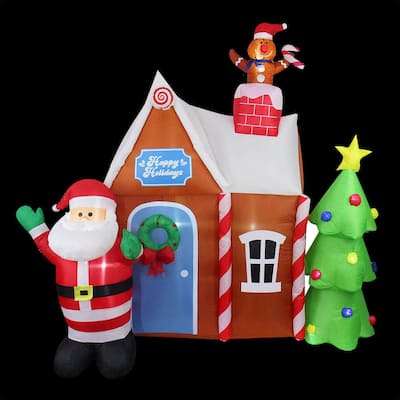 Gingerbread Man Christmas Inflatables Outdoor Christmas Decorations The Home Depot