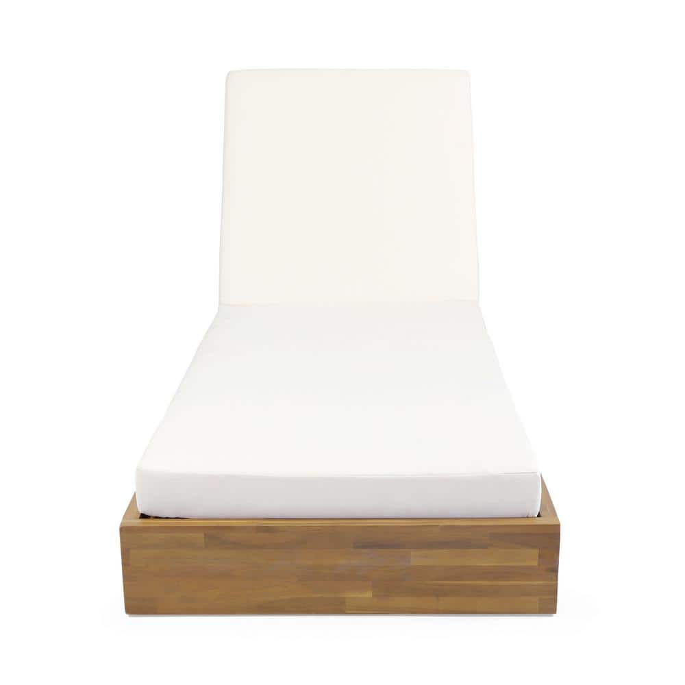 Simmons Solid Wood Outdoor Patio Chaise Lounge with Cream Cushion, Teak Finish price history on PriceWatchPro