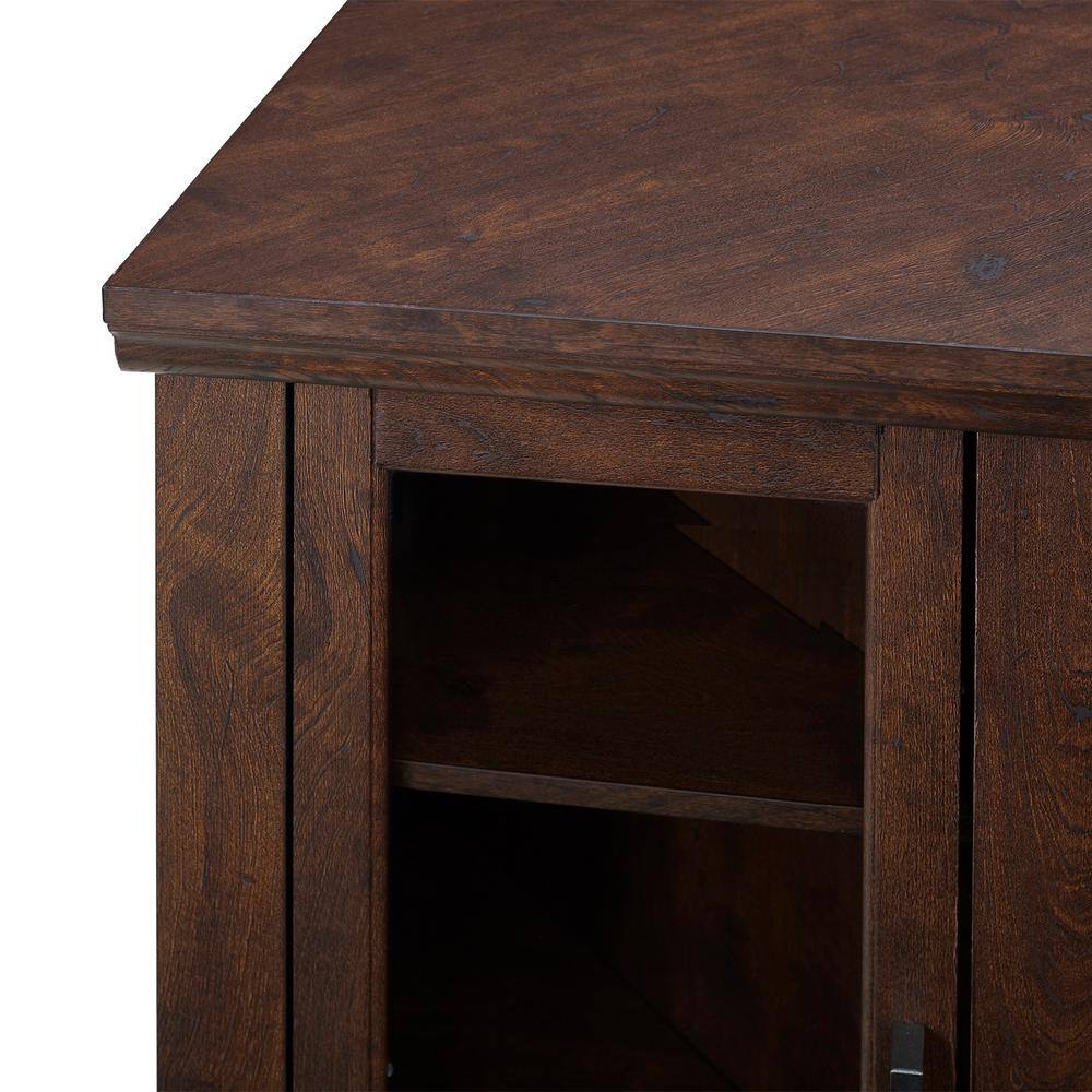 Brown Corner Fireplace TV Stand with Glass Doors for 55" TVs
