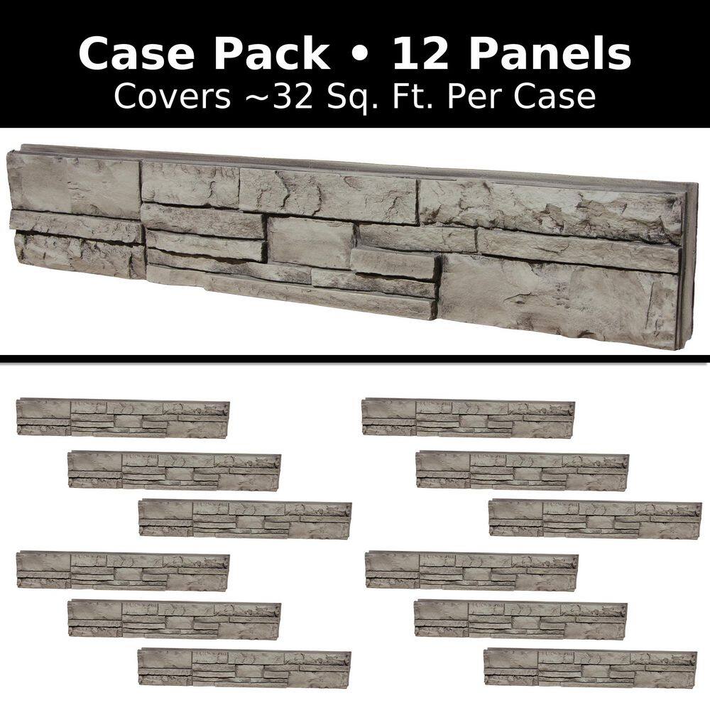Summit Faux Stone Panel 48 in x 8 in Gray-Ash color polyurethane shiplap ledgestone siding panel 12 pack price history on PriceWatchPro