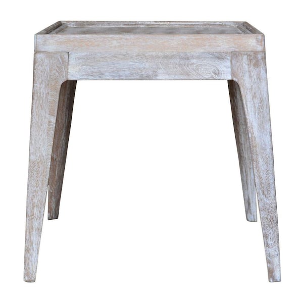 Benjara 20 in. White Rectangular Wood Top End Table