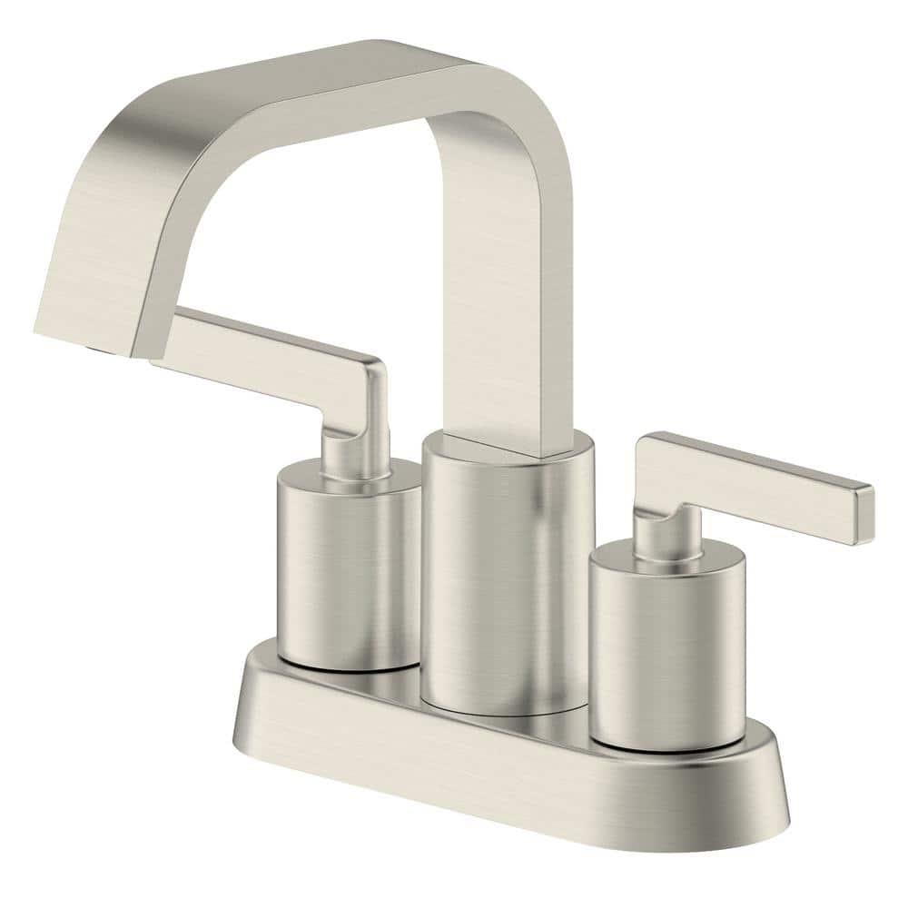 Brushed Nickel Double Handle High Arc Bathroom Faucet