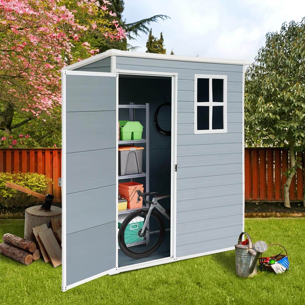 Gray Resin 5ft x 3ft Outdoor Storage Shed with Window