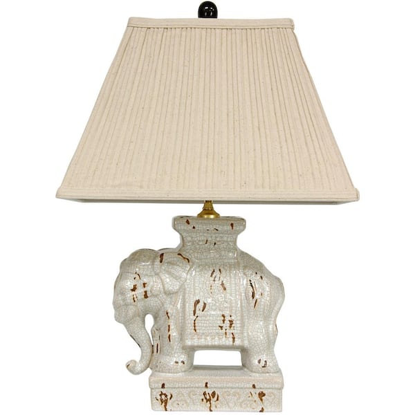 White 22 in. x 15 in. Elephant Lamp