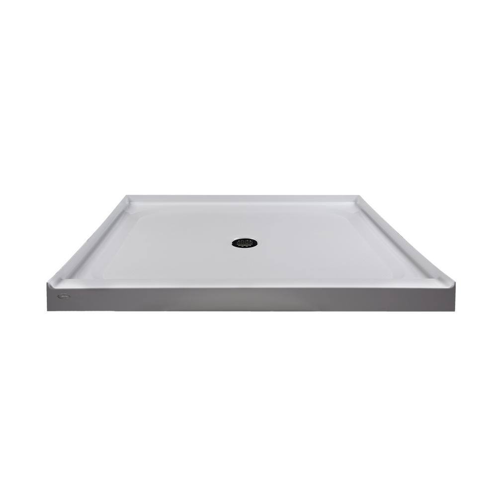 JACUZZI 48 in. x 42 in. Center Drain 3.19 in. Shower Base in White