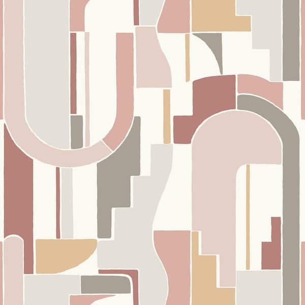 A-Street Prints Odele Blush Pink Geometric Archways Matte Paper Non-Pasted Wallpaper