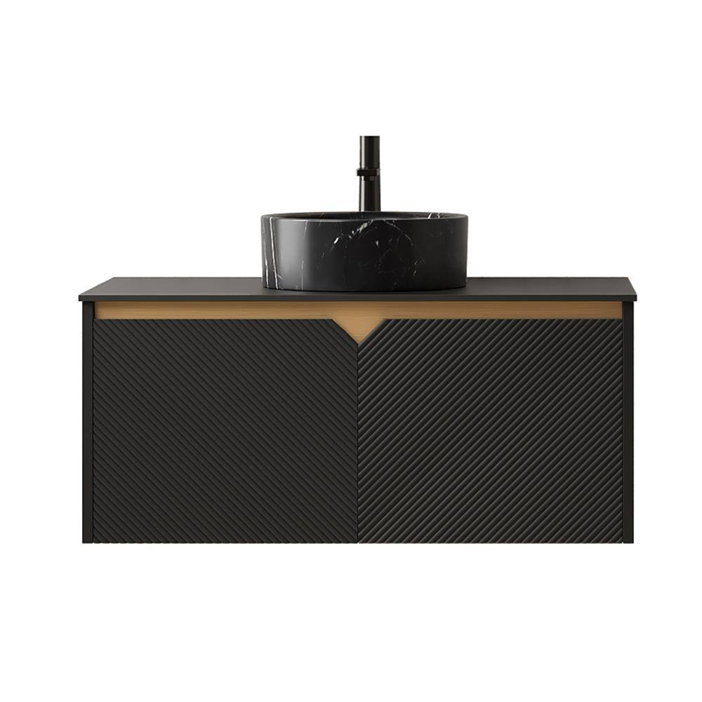 36 in. Single Sink Wall-Mounted Black Bath Vanity with Black Sintered Stone Top Unassembled price history on PriceWatchPro
