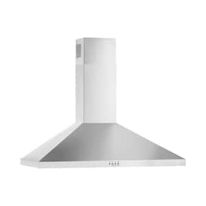 36 in. 300 CFM Chimney Wall Mount Range Hood with Light in Stainless Steel