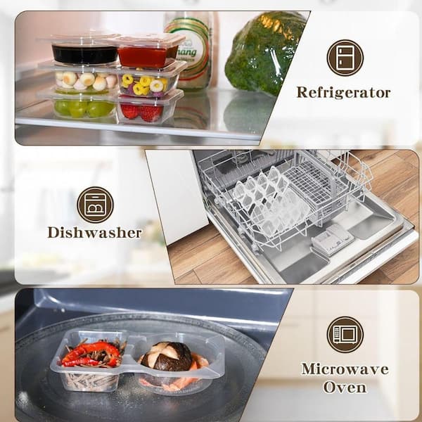 Lynzavix Reusable Snack Containers 2 Compartment (20 Pack