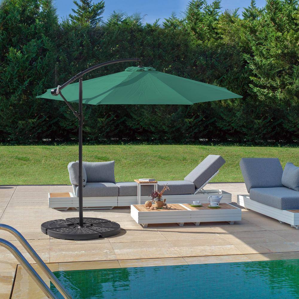 10ft Dark Green Cantilever Patio Umbrella with Steel Pole and Polyester Canopy