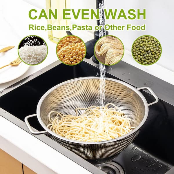 3 qt. Stainless Steel Colander and Strainer with Dishwasher Safe for Kitchen Food (1-Pack)