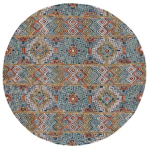 Aspen Blue/Gold 4 ft. x 4 ft. Bohemian Geometric Round Area Rug