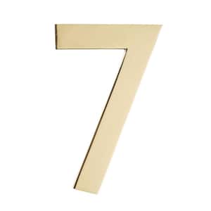 4 In. Polished Brass Floating House Number 7