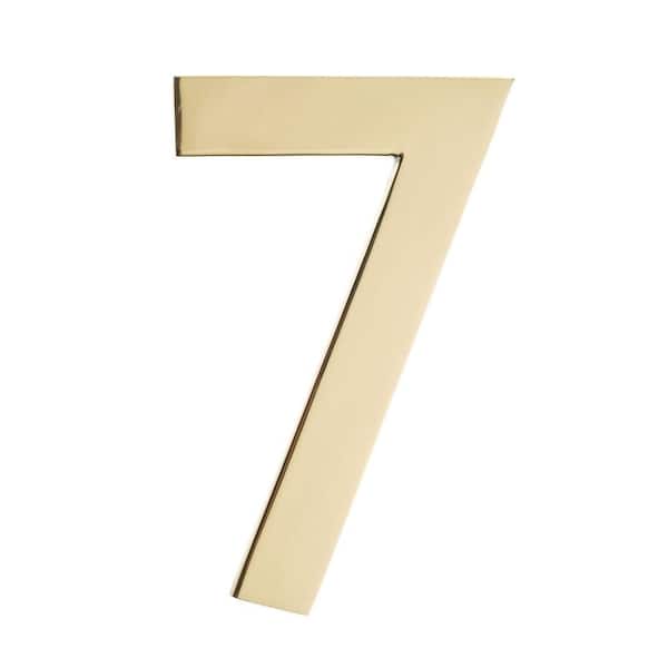 Architectural Mailboxes 4 In. Polished Brass Floating House Number 7