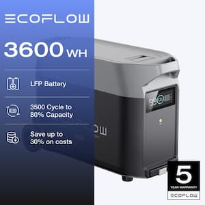 3600W Output DELTA Pro Extra Battery, 3600Wh, 2.7H to Full Charge, Battery Backup for Home Use, Blackout, Camping, RV