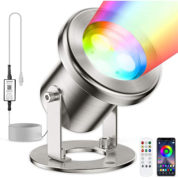 Yichuhaoxi LED Pond Light w/ APP Control 6-Watts RGB Stainless Steel Underwater Light IP68 Waterproof, 12-Volt Fountain Waterfall