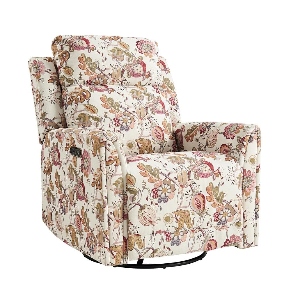 JAYDEN CREATION Arnold Flower Transitional Swivel And Rocker Power ...