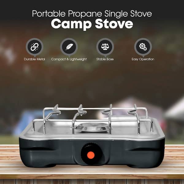 Réchod Camping Portable – Acier Inox/Cuivre, Flamme Réglable, Pliable, Pour Gaz Butane, 250g
